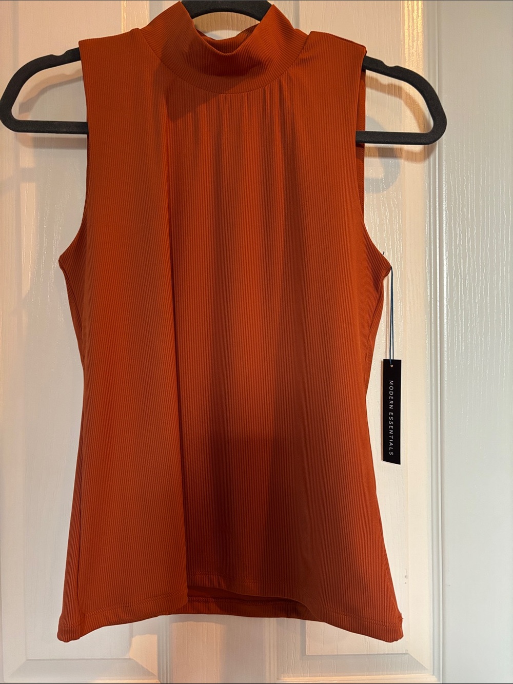 Tahari Sleeveless Mock Neck Tank Top in Burnt Orange